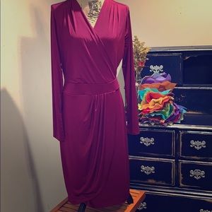 The Limited Burgundy Purple Faux Wrap Dress Tall